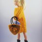 hand knitted long-sleeve yellow-orange oversized dress + matching bag + boots for Barbie