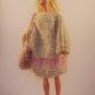 hand knitted oversized outfit+bag for Barbie // cream sweater-dress with a pink bag //GIFT