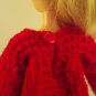 hand knitted 2-piece outfit+bag for Barbie doll// red sweater+cream skirt+beige bag