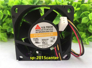 For Y.S.TECH Fan FD486025EB 6025 DC 48V 0.11A 3 Pin 60*60*25mm #SP62