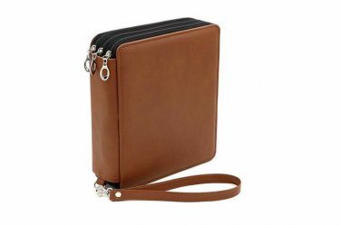 120 Slot PU Leather Wrap Case For Colored Pencil case- Brown. Pink  and Black