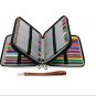 120 Slot PU Leather Wrap Case For Colored Pencil case- Brown. Pink  and Black