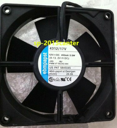 For ebmpapst 4312/17V fan 12V 5.5W 120*120*32mm4pin #SP62