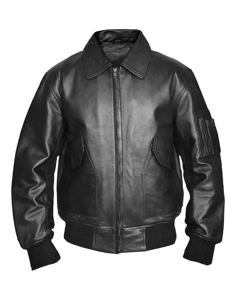 Men's US Air Force Navy Flight Jacket CWU - 45 P Real Leather Bomber Jacket