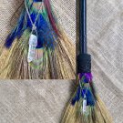 Halloween large besom porch decor, peacock feather broomstick home accessory