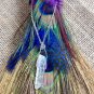 Halloween large besom porch decor, peacock feather broomstick home accessory