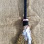 White feather witch broom, Wiccan besom porch decor, broomstick home accessory