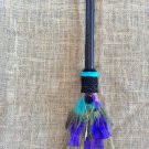 Titanium quartz witch broom, large Halloween besom porch decor, broomstick home accessory