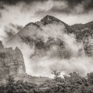 Landscape Print, Clouded Mountain, Sedona - Matted Giclee Fine Art Print, Landscape, Nature