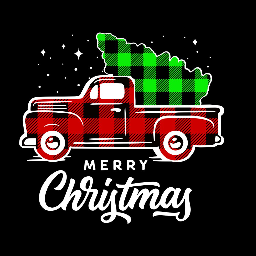 Buffalo Plaid Merry Christmas Truck Trees Merry christmas