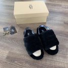 Black Size US5=Eur36 Women Furry Slippers Australia Fluff Yeah Slides Fur Slides Slippers