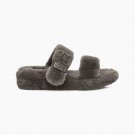 Gray Size US8=Eur39 Women Furry Slippers Fuzz Yeah Slides Indoor Flip Flops Sandals