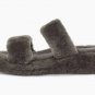 Gray Size US7=Eur38 Women Furry Slippers Fuzz Yeah Slides Indoor Flip Flops Sandals