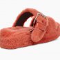 Red Size US6=Eur37 Women Furry Slippers Fuzz Yeah Slides Indoor Flip Flops Sandals