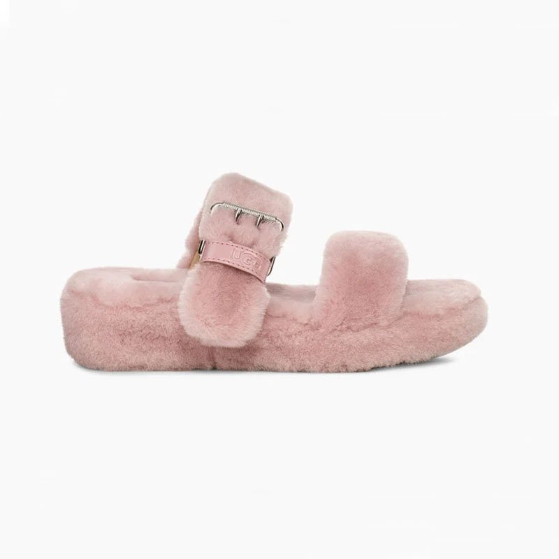 Pink Size US7=Eur38 Women Furry Slippers Fuzz Yeah Slides Indoor Flip Flops Sandals