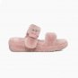 Pink Size US7=Eur38 Women Furry Slippers Fuzz Yeah Slides Indoor Flip Flops Sandals