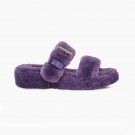 Purple Size US9=Eur40 Women Furry Slippers Fuzz Yeah Slides Indoor Flip Flops Sandals