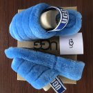 Light Blue Size US6=Eur37 Women Furry Slippers Australia Fluff Yeah Slides Fur Slides Slippers