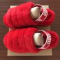 Deep Red Size US4=Eur35 Copy Women Furry Slippers Australia Fluff Yeah Slides Fur Slides Slippers