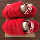 Deep Red Size US9=Eur40 Copy Women Furry Slippers Australia Fluff Yeah Slides Fur Slides Slippers