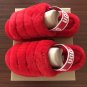 Deep Red Size US11=Eur42 Copy Women Furry Slippers Australia Fluff Yeah Slides Fur Slides Slippers
