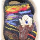 Electronics case Hand Knit Felted Beaded The Scream Phone, GPS, MP3, MP4, Black Includes/Shipping