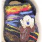 Electronics case Hand Knit Felted Beaded The Scream Phone, GPS, MP3, MP4, Black Includes/Shipping