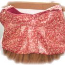 Pleated button Tote Purse rusty maroon with a metallic gold print medium/large, many extras