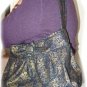 Pleated button Tote Purse, glitter gold print denim, medium/large, many extras