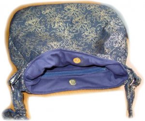 Handmade Navy and Gold metallic fabric Hobo bag purse