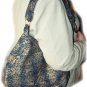 Handmade Navy and Gold metallic fabric Hobo bag purse