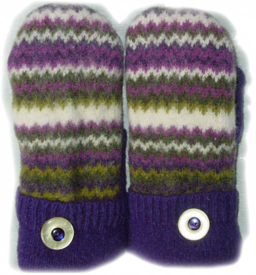 Hand Made Wool Mittens with Leather Palms and Fleece lining, Includes