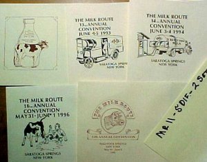 MILK ROUTE CONVENTION ENVELOPES 5 DIF. CONV. 10, 11, 13, 14, 16  mr11 No Stamps MORE . . . .