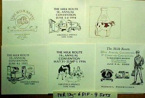 MILK ROUTE CONVENTION ENVELOPES 6 DIF. CONV. 10,11,13,14,16,20  mr13 No Stamps MORE . . . .