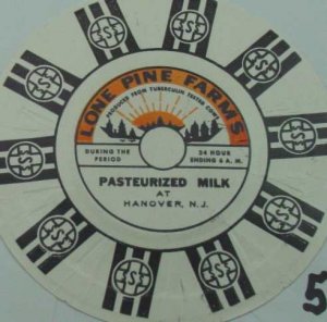 LONE PINE FARMS, NJ, PASTEURIZED MILK, MILK BOTTLE CAP, Mc5-Quantities available read on