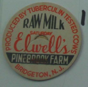 ELWELLS PINEBROOK FARM, NJ, RAW MILK, MILK BOTTLE CAP, Mc11-Quantities available read on