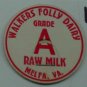 WALKERS FOLLY DAIRY, VA, GRADE A RAW MILK, MILK BOTTLE CAP, Mc19-Quantities available read on