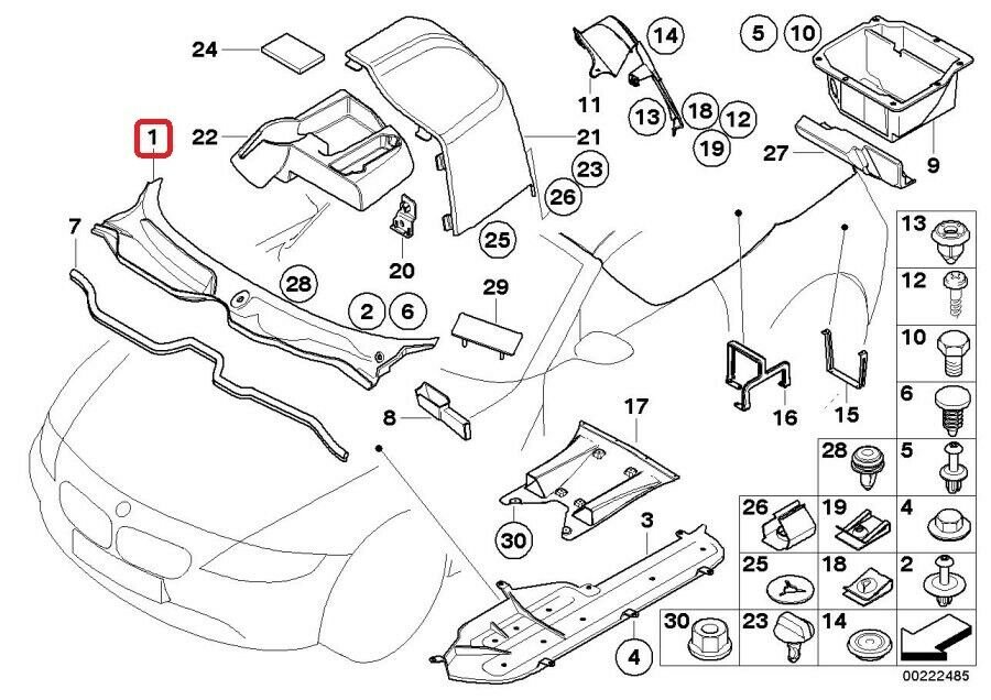 BMW 51717017022 Windshield Cowl Cover, Windscreen Panel Z4 E86 E85 OE (Genuine)