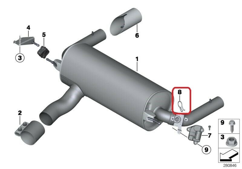 BMW Exhaust Flap Control Valve Actuator CLIP Fixing Bow 2-7 Series OE ...