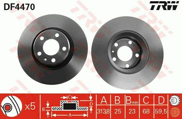 TRW DF4470 Brake Disc for AUDI