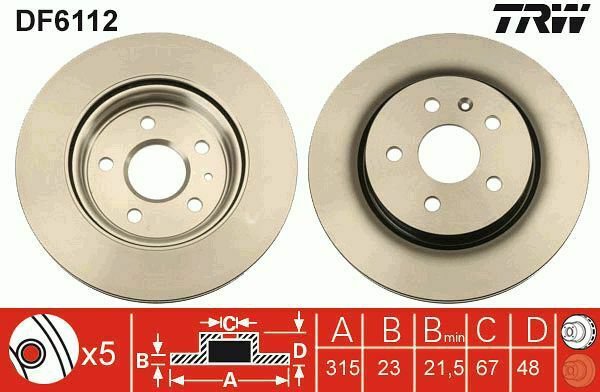TRW DF6112 Brake Disc for OPEL, SAAB