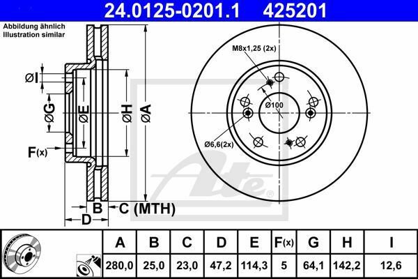ATE 24.0125-0201.1 Brake Disc for HONDA
