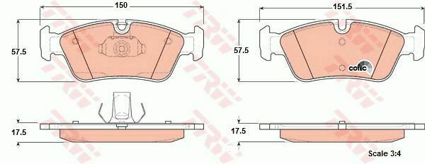 TRW GDB1348 Brake Pad Set, disc brake for ALPINA, BMW