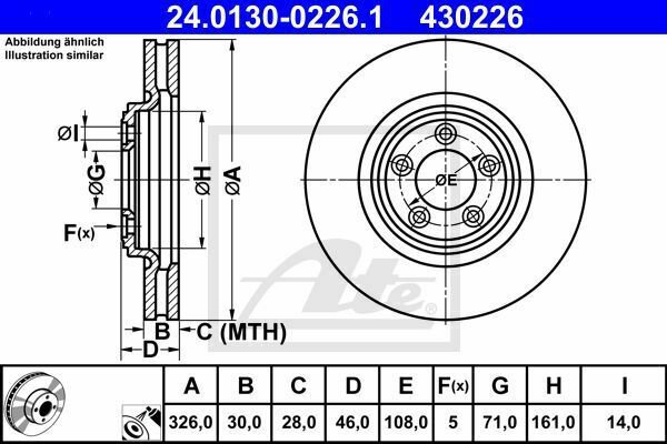 ATE 24.0130-0226.1 Brake Disc for JAGUAR