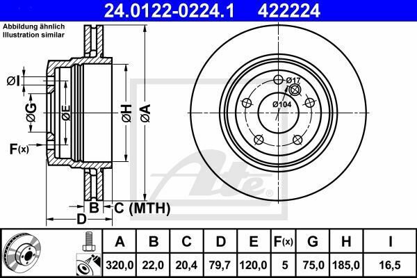 ATE 24.0122-0224.1 Brake Disc for BMW