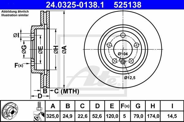 ATE 24.0325-0138.1 Brake Disc for BMW
