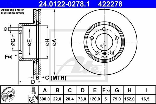 ATE 24.0122-0278.1 Brake Disc for BMW