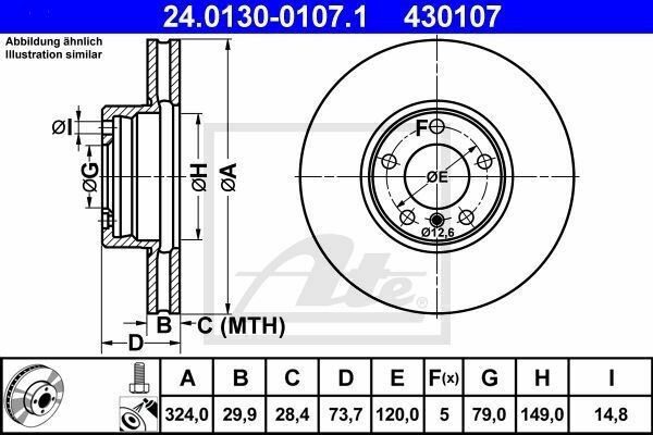 ATE 24.0130-0107.1 Brake Disc for BMW