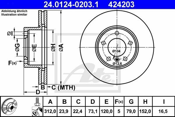 ATE 24.0124-0203.1 Brake Disc for BMW