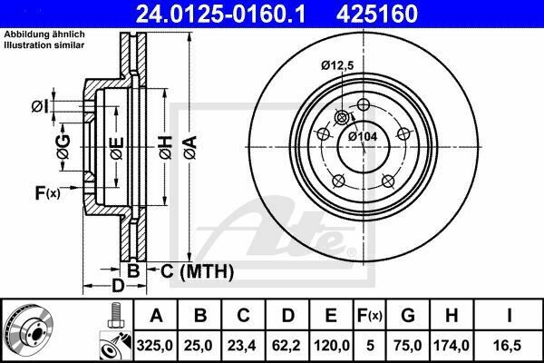 ATE 24.0125-0160.1 Brake Disc for BMW